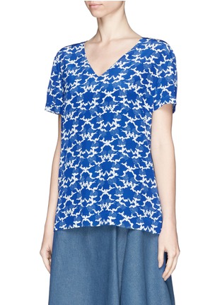 Front View - Click To Enlarge - STELLA MCCARTNEY - Cloud print bow back silk top