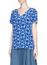 Front View - Click To Enlarge - STELLA MCCARTNEY - Cloud print bow back silk top