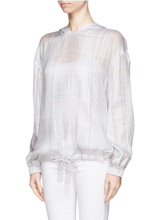 Front View - Click To Enlarge - STELLA MCCARTNEY - Check print silk hoodie