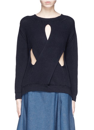 Main View - Click To Enlarge - STELLA MCCARTNEY - Cutout twist front cotton sweater