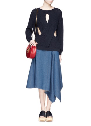 Figure View - Click To Enlarge - STELLA MCCARTNEY - Cutout twist front cotton sweater