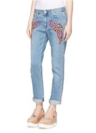 Front View - Click To Enlarge - STELLA MCCARTNEY - Patchwork appliqué cloud embroidery slim boyfriend jeans