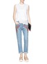 Figure View - Click To Enlarge - STELLA MCCARTNEY - Patchwork appliqué cloud embroidery slim boyfriend jeans