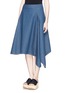 Front View - Click To Enlarge - STELLA MCCARTNEY - 'Yvonne' asymmetric drape denim skirt