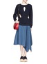 Figure View - Click To Enlarge - STELLA MCCARTNEY - 'Yvonne' asymmetric drape denim skirt