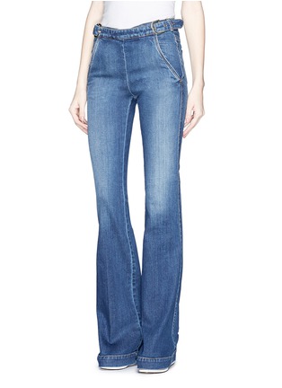 Front View - Click To Enlarge - STELLA MCCARTNEY - Buckle bell bottom jeans