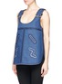 Front View - Click To Enlarge - STELLA MCCARTNEY - Horseshoe buckle embroidery denim top