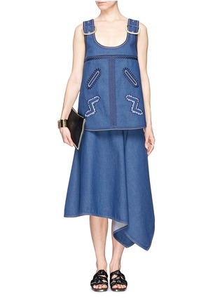 Figure View - Click To Enlarge - STELLA MCCARTNEY - Horseshoe buckle embroidery denim top