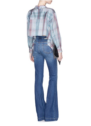 Figure View - Click To Enlarge - STELLA MCCARTNEY - Cropped back check print silk shirt
