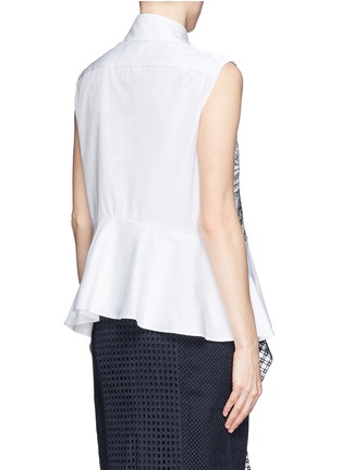 Back View - Click To Enlarge - PREEN BY THORNTON BREGAZZI - Lace trim asymmetric peplum shirt