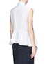 Back View - Click To Enlarge - PREEN BY THORNTON BREGAZZI - Lace trim asymmetric peplum shirt