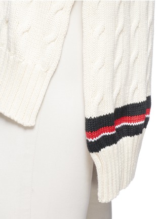 Detail View - Click To Enlarge - PREEN BY THORNTON BREGAZZI - 'Blythe' stripe cable knit oversize cotton sweater