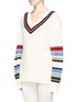 Front View - Click To Enlarge - PREEN BY THORNTON BREGAZZI - 'Blythe' stripe cable knit oversize cotton sweater