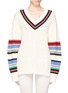 Main View - Click To Enlarge - PREEN BY THORNTON BREGAZZI - 'Blythe' stripe cable knit oversize cotton sweater