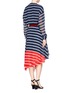 Back View - Click To Enlarge - PREEN BY THORNTON BREGAZZI - 'Flintoff' rib trim stripe silk faux wrap dress