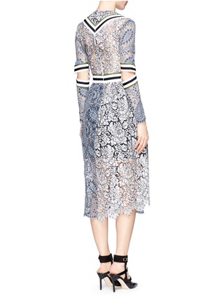 Back View - Click To Enlarge - PREEN BY THORNTON BREGAZZI - 'Palairet' stripe crepe corded lace midi dress