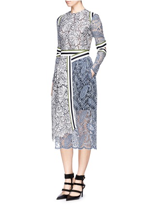 Figure View - Click To Enlarge - PREEN BY THORNTON BREGAZZI - 'Palairet' stripe crepe corded lace midi dress