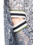 Detail View - Click To Enlarge - PREEN BY THORNTON BREGAZZI - 'Cricket' stripe crepe corded lace zip top