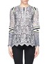 Main View - Click To Enlarge - PREEN BY THORNTON BREGAZZI - 'Cricket' stripe crepe corded lace zip top