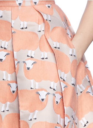Detail View - Click To Enlarge - CHICTOPIA - Sheep jacquard wool blend pleat flare skirt