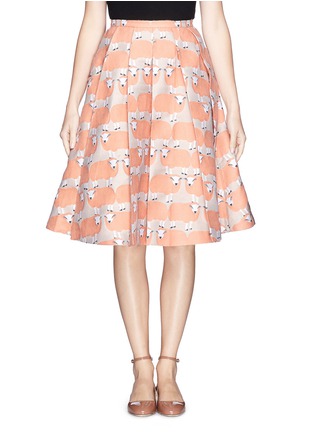 Main View - Click To Enlarge - CHICTOPIA - Sheep jacquard wool blend pleat flare skirt
