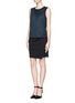 Figure View - Click To Enlarge - HELMUT LANG - Single pleated sleeveless combo dress