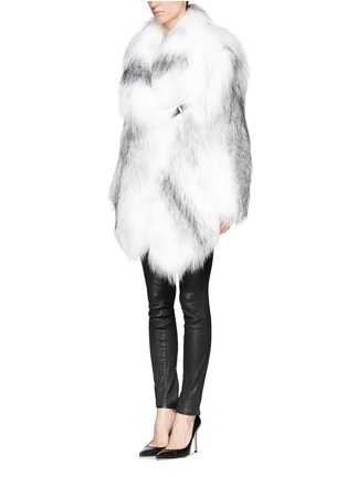 Front View - Click To Enlarge - YVES SALOMON - Buckle strap fox fur coat