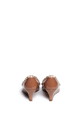 Back View - Click To Enlarge - VALENTINO GARAVANI - 'Rockstud' patent leather wedge pumps