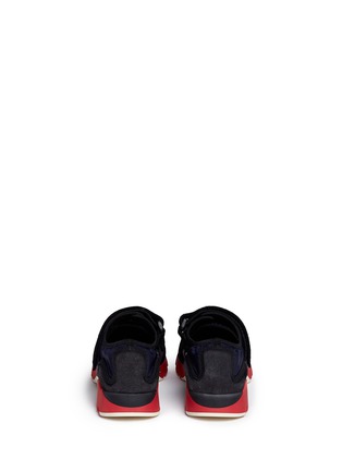 Back View - Click To Enlarge - MARNI - Suede and nylon colourblock strappy sneakers