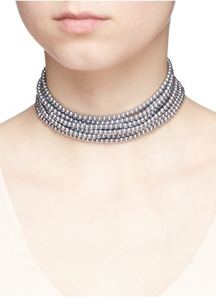 Figure View - Click To Enlarge - KENNETH JAY LANE - Tiered glass pearl collar necklace