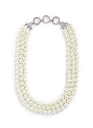Main View - Click To Enlarge - KENNETH JAY LANE - Crystal pavé chain glass pearl necklace