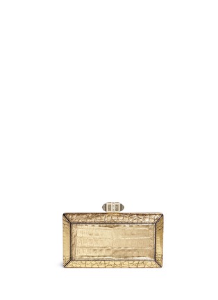 Detail View - Click To Enlarge - JUDITH LEIBER - 'Cayman Coffered Rectangle' crocodile leather box clutch