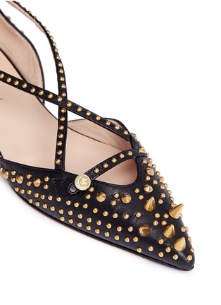 Detail View - Click To Enlarge - GUCCI - 'Unia' GG pearl spike stud d'Orsay skimmer flats