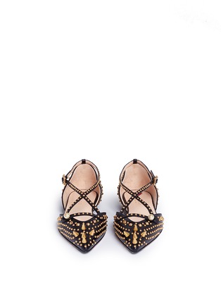 Front View - Click To Enlarge - GUCCI - 'Unia' GG pearl spike stud d'Orsay skimmer flats