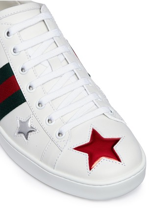 Detail View - Click To Enlarge - GUCCI - 'Ace' inlaid star cutout leather sneakers