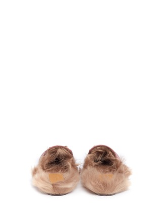 Back View - Click To Enlarge - GUCCI - 'Princetown' lamb fur leather slide loafers