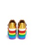 Back View - Click To Enlarge - GUCCI - 'Peggy' rainbow stripe metallic leather platform sneakers