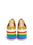 Front View - Click To Enlarge - GUCCI - 'Peggy' rainbow stripe metallic leather platform sneakers