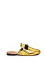 Main View - Click To Enlarge - GUCCI - Tiger head bow metallic leather mules