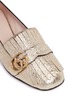 Detail View - Click To Enlarge - GUCCI - 'Marmont' kiltie fringe metallic leather flats