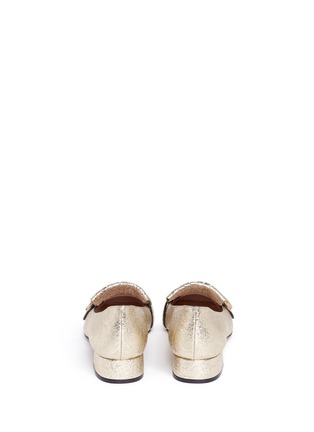 Back View - Click To Enlarge - GUCCI - 'Marmont' kiltie fringe metallic leather flats