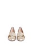 Front View - Click To Enlarge - GUCCI - 'Marmont' kiltie fringe metallic leather flats