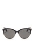 Main View - Click To Enlarge - VICTORIA BECKHAM - 'Layered Combination Kitten' acetate brow bar metal sunglasses