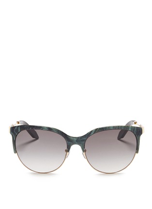 Main View - Click To Enlarge - VICTORIA BECKHAM - 'Layered Combination Kitten' marble effect acetate brow bar sunglasses