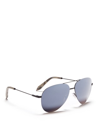 Figure View - Click To Enlarge - VICTORIA BECKHAM - 'Classic Victoria Feather' mirror aviator sunglasses