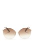 Main View - Click To Enlarge - VICTORIA BECKHAM - 'Feather Kitten' rounded cat eye metal sunglasses