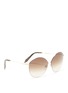 Figure View - Click To Enlarge - VICTORIA BECKHAM - 'Feather Kitten' rounded cat eye metal sunglasses