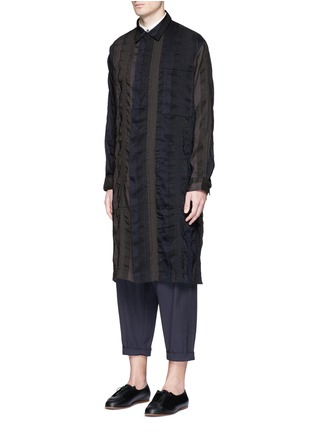 Front View - Click To Enlarge - UMA WANG - 'Adolfo' stripe patchwork coat