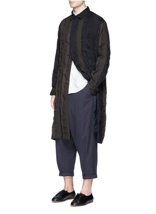 Figure View - Click To Enlarge - UMA WANG - 'Adolfo' stripe patchwork coat