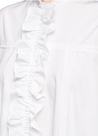 Detail View - Click To Enlarge - ROKSANDA - 'Hecla' ruffle trim bow cuff poplin dress